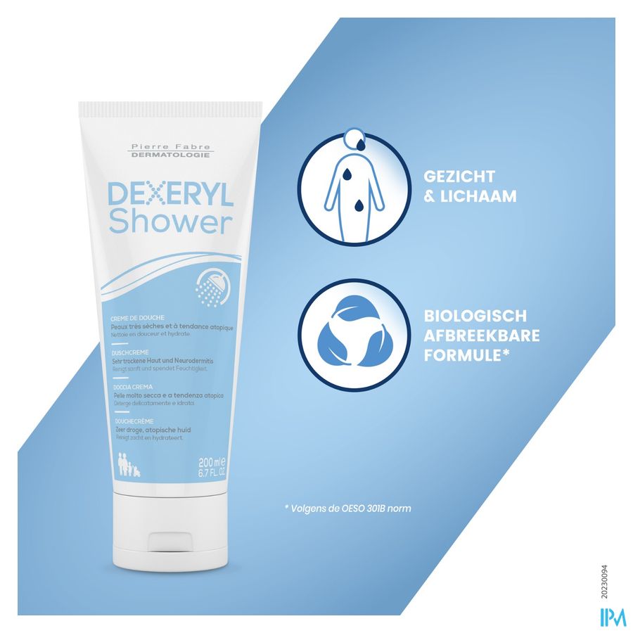 DEXERYL SHOWER Crème de douche 200 ML Hygiène peau sèche et à tendance atopique