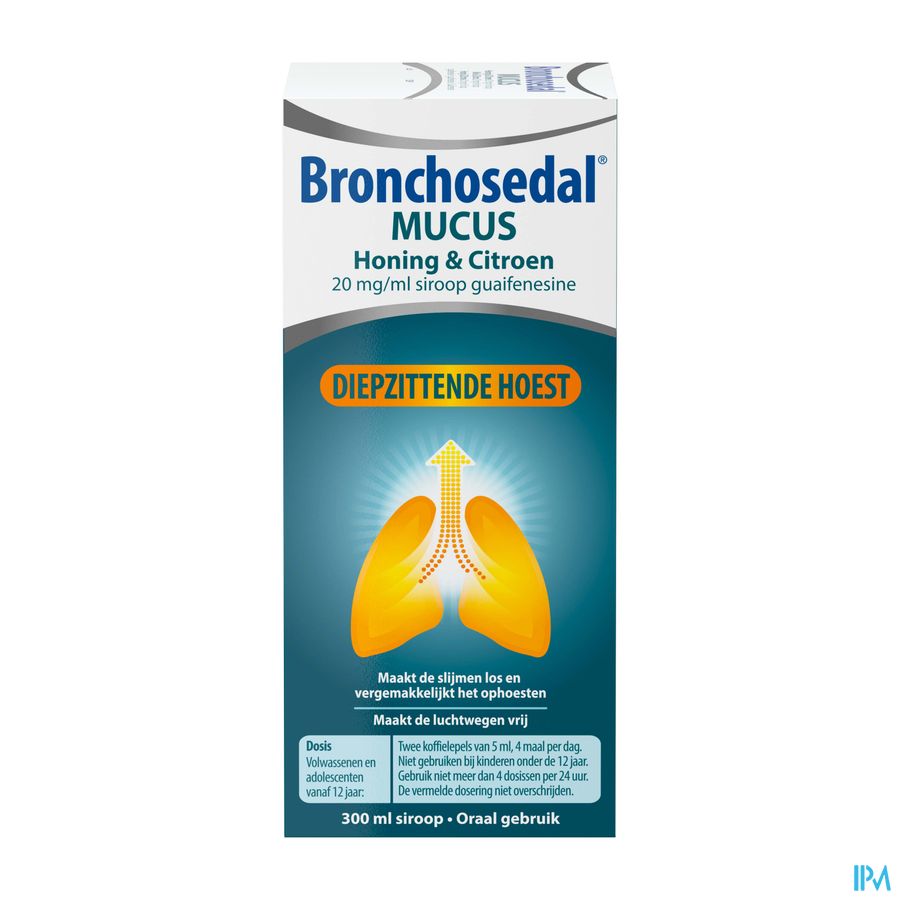 Bronchosedal® Mucus Miel & Citron, contre la toux productive, détache les mucosités et dégage les voies respiratoires, 300 ml