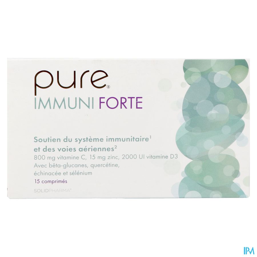 Pure Immuni Forte. Adultes. Vitamine C, D, Zinc, Selenium. Immunité. 15 comprimés.