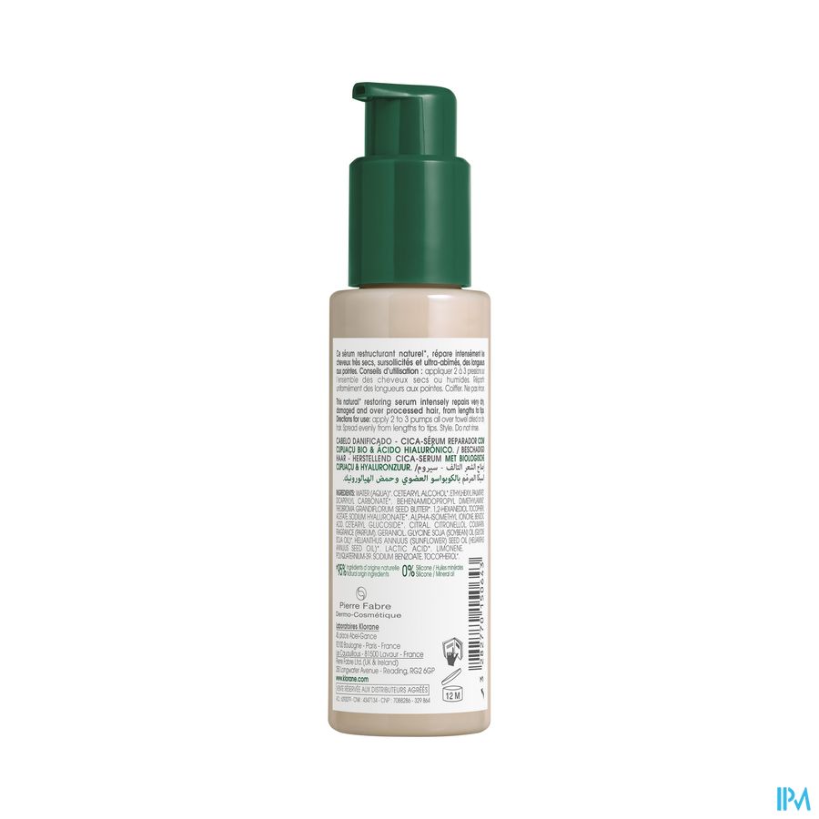 Klorane — Cica-sérum Réparateur au Cupuaçu BIO & acide hyaluronique — Cheveux très secs, abîmés