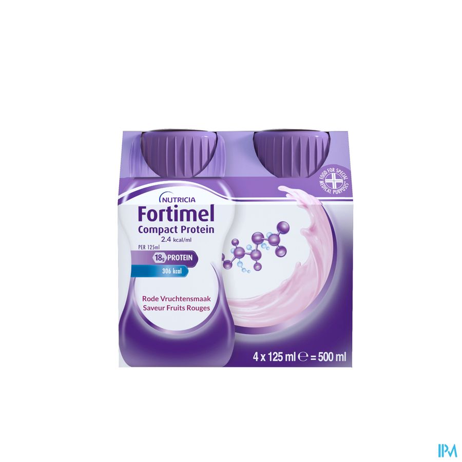 Fortimel Compact Protein 2.4kcal Saveur Fruits Rouges Complément Nutritionnel Dénutrition Bouteilles 4x125ml