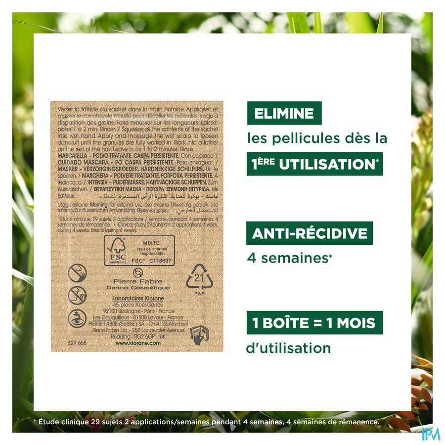 Klorane — Masque-Poudre Traitant Antipelliculaire au Galanga – Pellicules persistantes