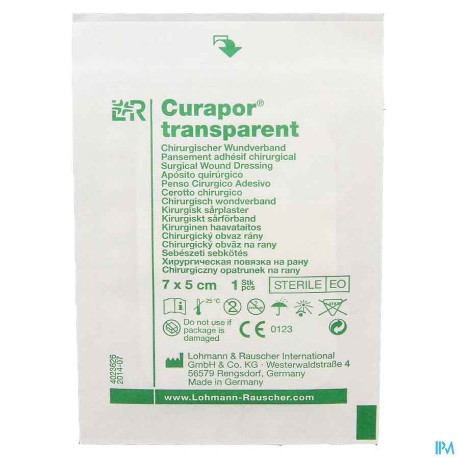 Curapor Transparent Steril 7cmx 5cm 50 13101