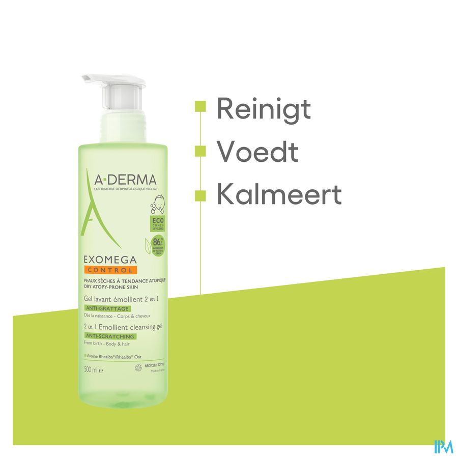 A-DERMA - EXOMEGA CONTROL GEL LAVANT ÉMOLLIENT 2 EN 1 ANTI-GRATTAGE