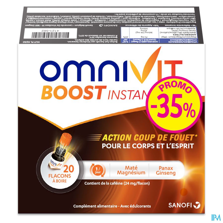 Omnivit Boost Instant 20fl PROMO -35% - Vitamine Energie instantanée Concentration