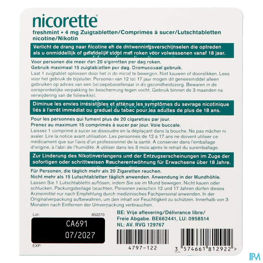 Nicorette Freshmint 4mg Comp A Sucer S/sucre 80 Nf