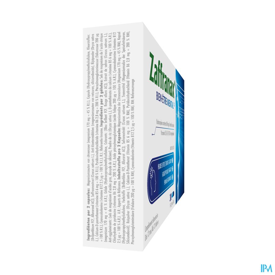 Zaffranax® Bien-être Mental 30 Gélules - Stress (4), Fatigue (3), Émotionnel (1)