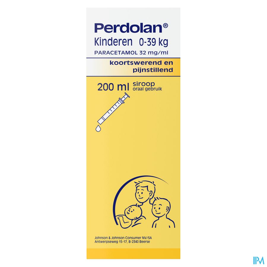 Perdolan® Enfants, sirop avec 32 mg de paracétamol par ml, pour le traitement symptomatique de la fièvre et de la douleur chez les enfants, 200 ml