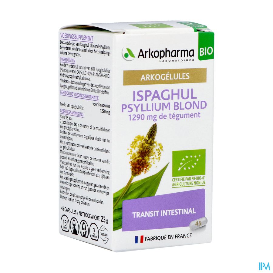 Arkogelules Ispaghul Psyllium Blond Bio Caps 45