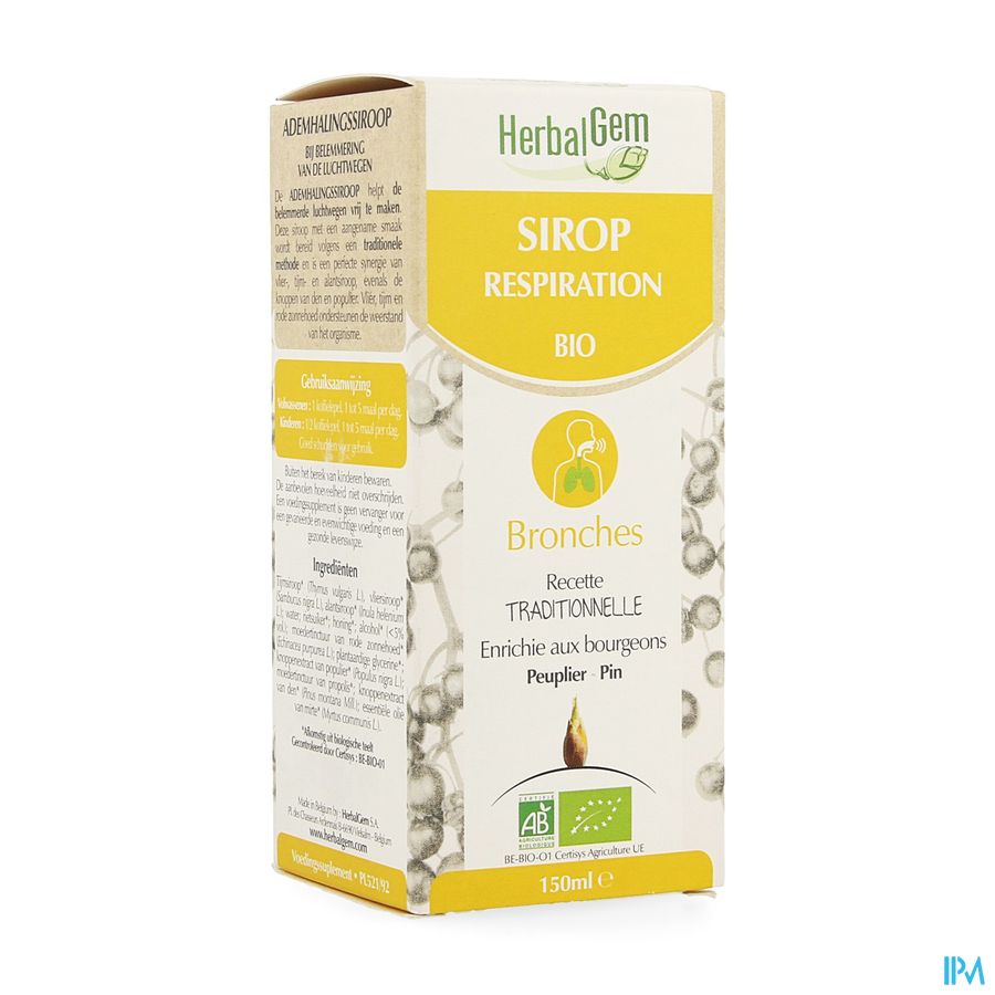 Herbalgem Sirop Respiration Bio Enf-adulte 150ml