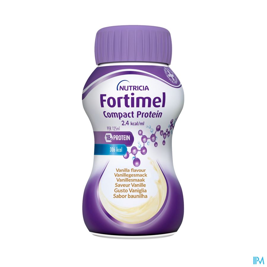 Fortimel Compact Protein 2.4kcal Saveur Vanille Complément Nutritionnel Dénutrition Bouteilles 4x125 ml