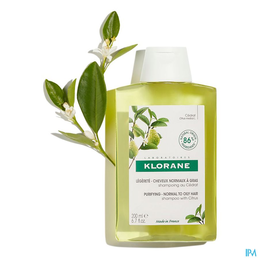Klorane - Shampoing Légèreté à la pulpe de Cédrat - Cheveux normaux regraissant vite - Assainissant