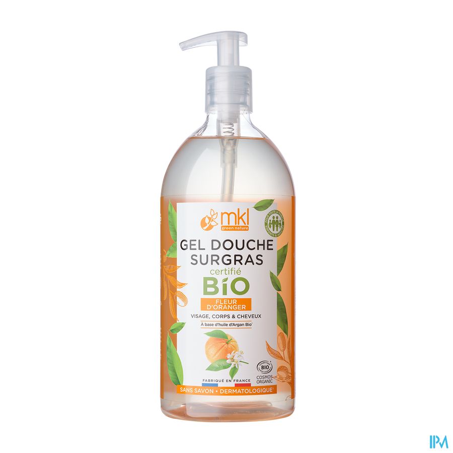 Mkl Gel Douche Bio Fleur Oranger Fl Pompe 1l