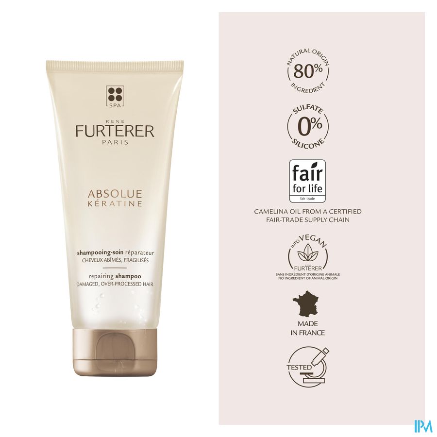 René Furterer - Shampooing-soin réparateur - Shampoing sans sulfates à la Kératine Végétale - ABSOLUE KERATINE