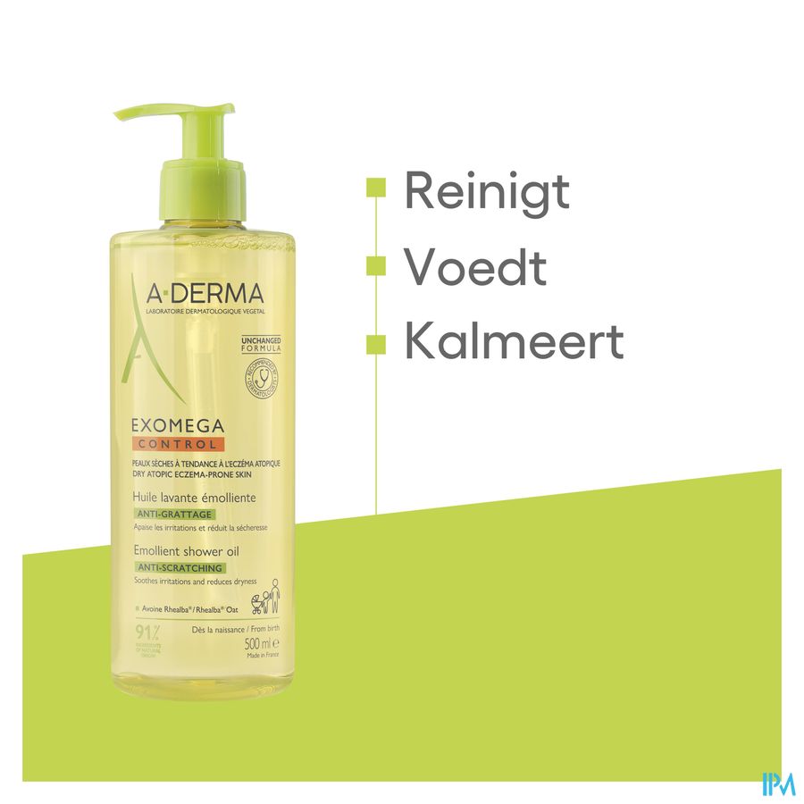 A-DERMA EXOMEGA CONTROL Huile lavante émolliente anti-démangeaisons - Peaux fragiles sèches à tendance atopique