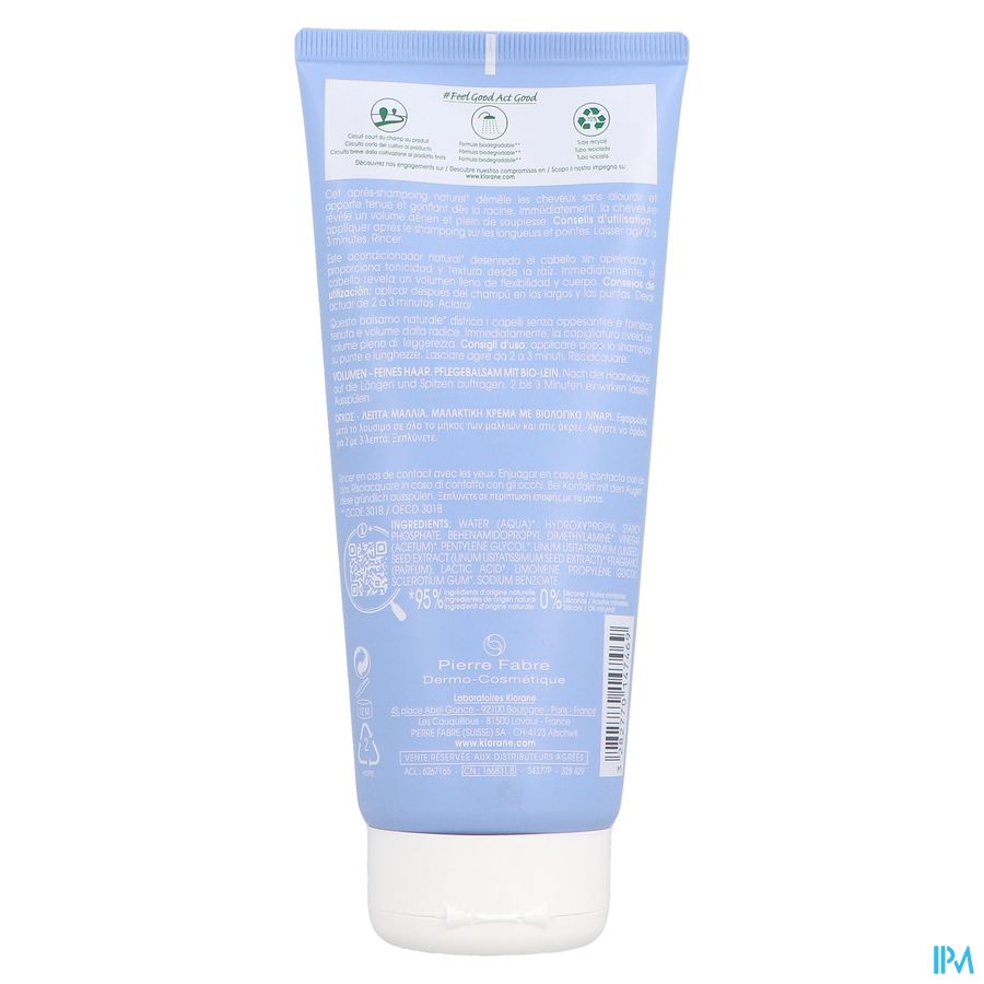 Klorane - Après-shampoing au Lin BIO - Volume - Cheveux fins