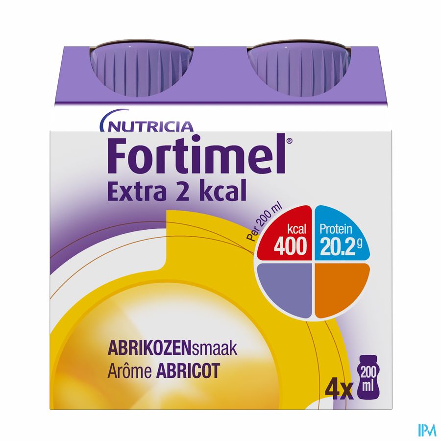 Fortimel Extra 2kcal Goût Abricot Bouteilles 4x200ml