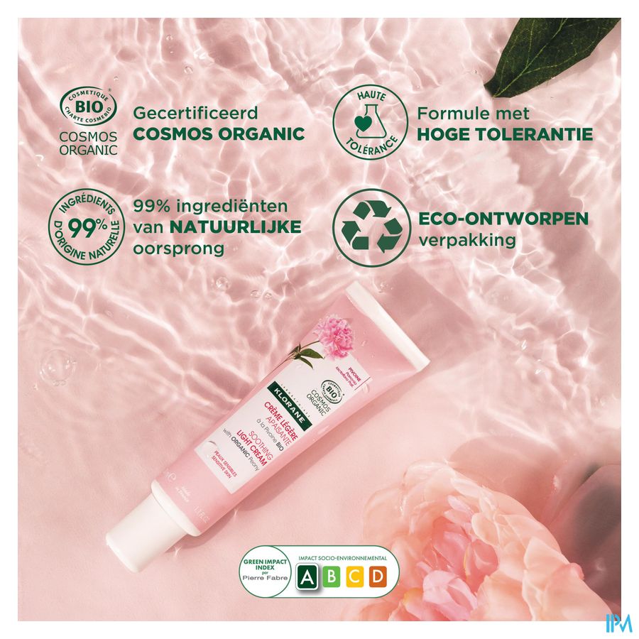 Klorane — Crème Légère Apaisante à la Pivoine BIO — Peaux sensibles