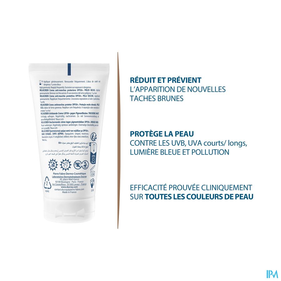 Ducray MELASCREEN Crème anti-taches protection solaire SPF50+ - Peaux sèches