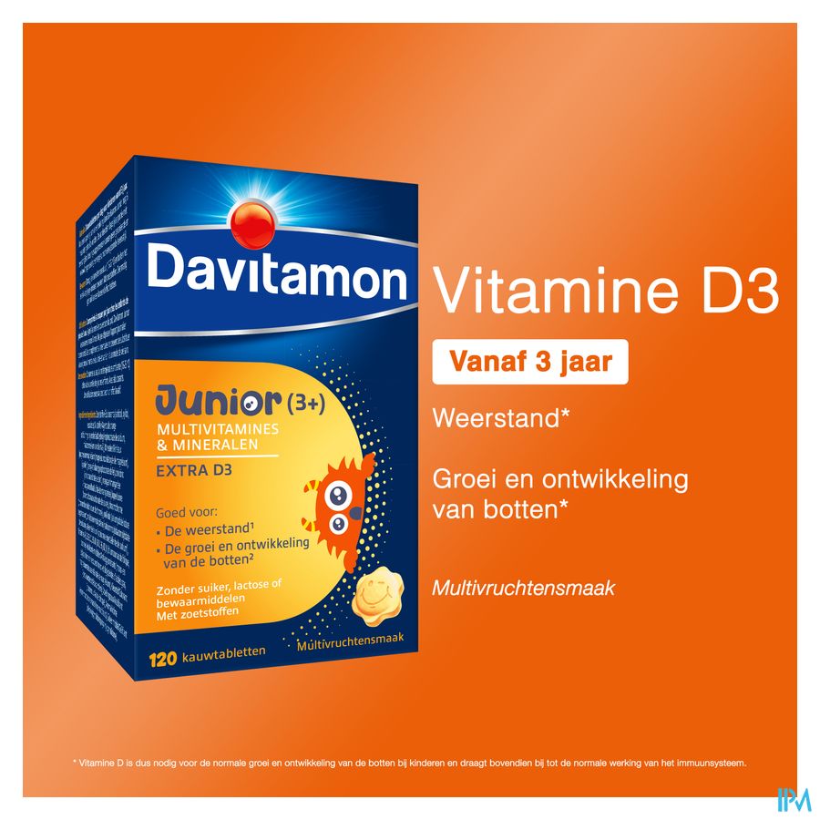 Davitamon® Junior Goût Multifruits - 120 Comprimés À Croquer À Partir De 3 Ans