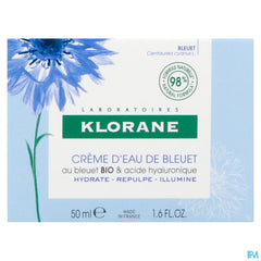 Klorane - Crème d’Eau de Bleuet au Bleuet BIO et Acide hyaluronique - Visage et yeux crème rafraichissante et défatigante