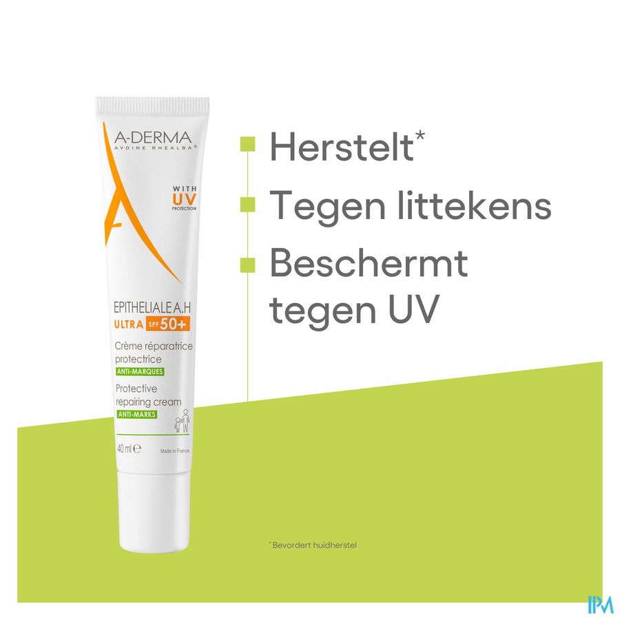 A-DERMA - EPITHELIALE A.H ULTRA SPF50+ CREME REPARATRICE ET PROTECTRICE ANTI-MARQUES - Peaux fragilisées, anti-marques cicatricielles et pigmentaires, post-acte dermatologique ou esthétique superficiel 100ml