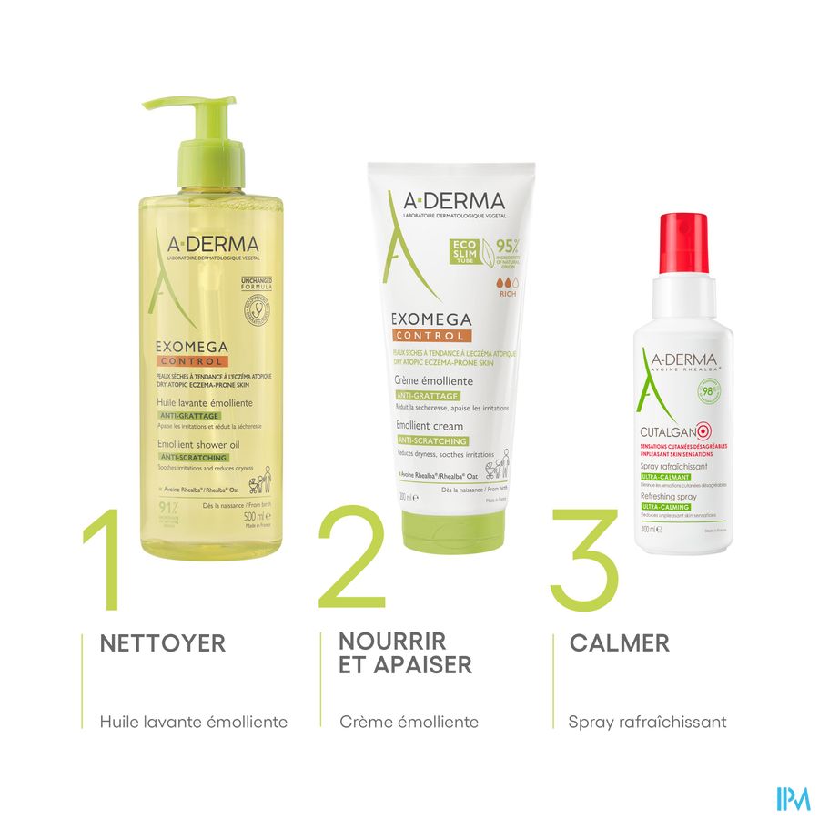 A-DERMA EXOMEGA CONTROL Huile lavante émolliente anti-démangeaisons - Peaux fragiles sèches à tendance atopique