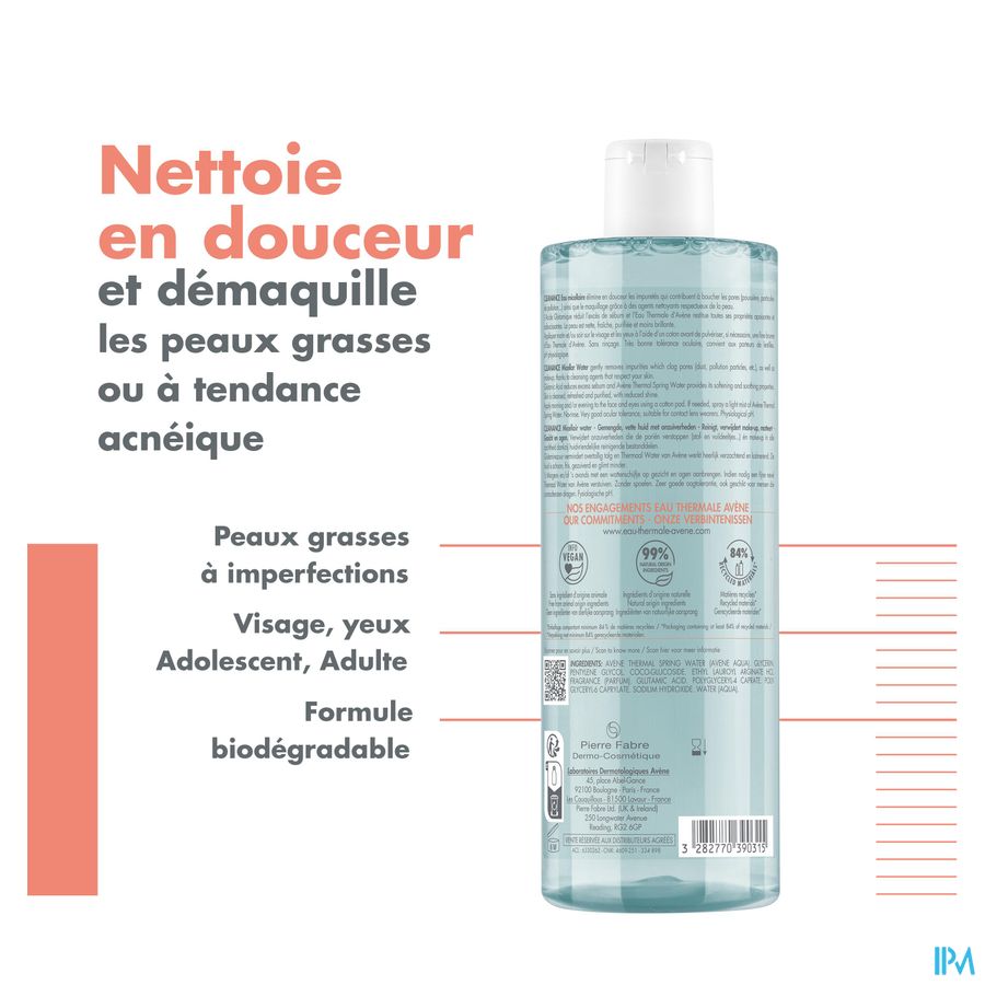 Eau Thermale Avène - Eau micellaire Cleanance Peaux mixtes à tendance acnéique