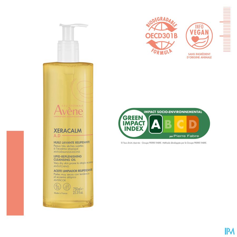 Avène XeraCalm A.D Huile lavante relipidante Peaux Très Sèches Eczéma Atopique 400ml