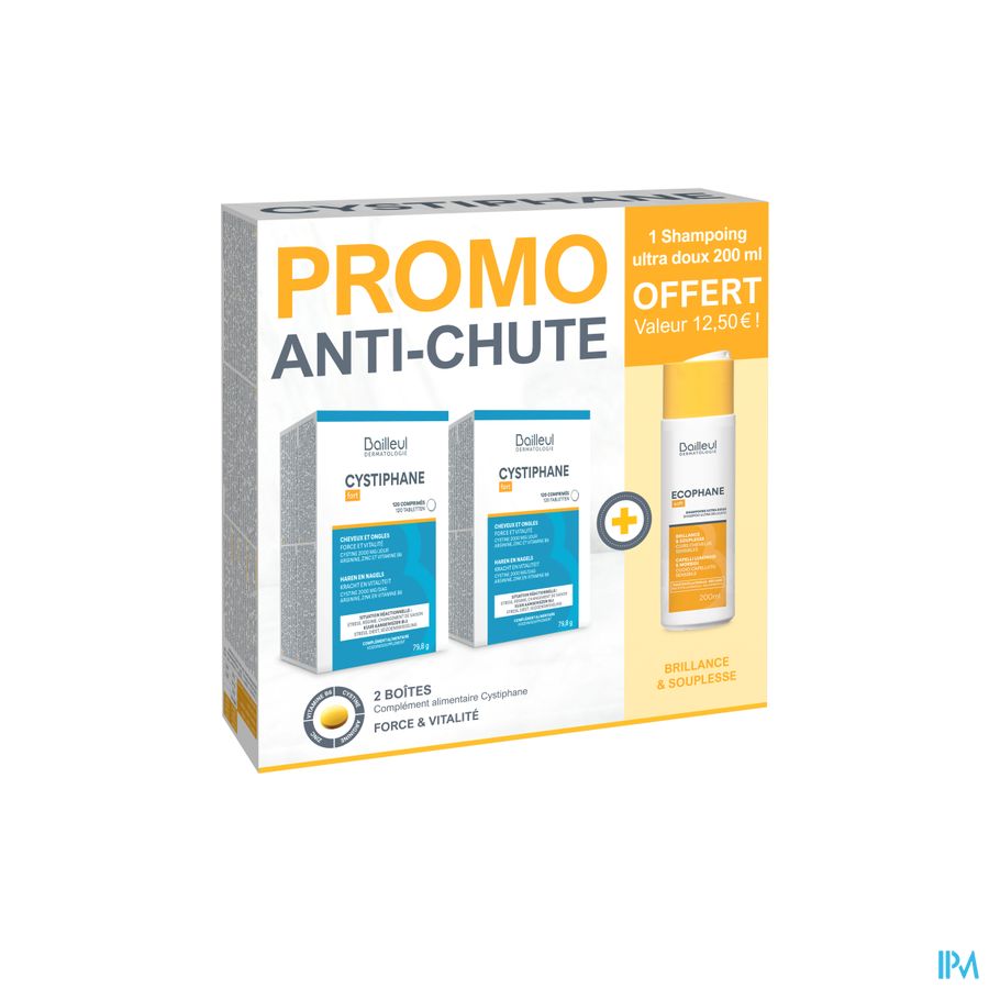 CYSTIPHANE PROMOPACK (2 X 120 comprimés + 1 shampoing ultra doux 200 ml GRATUIT)