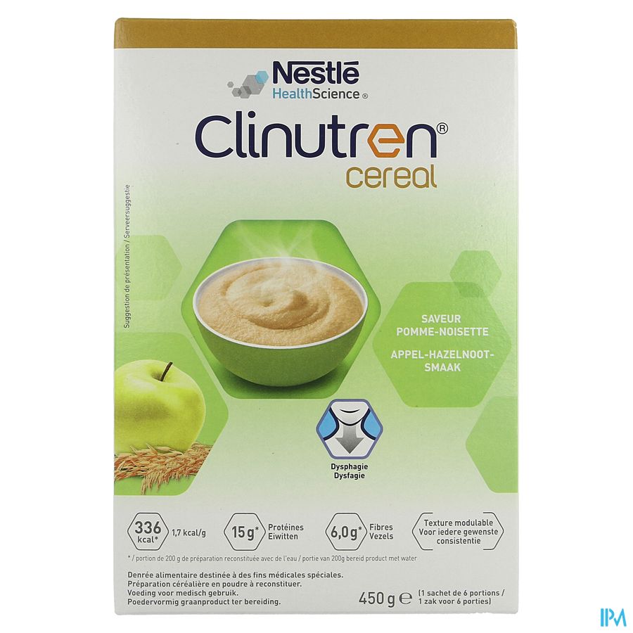 Clinutren Cereal Pomme Noisette Pdr 450g Nf