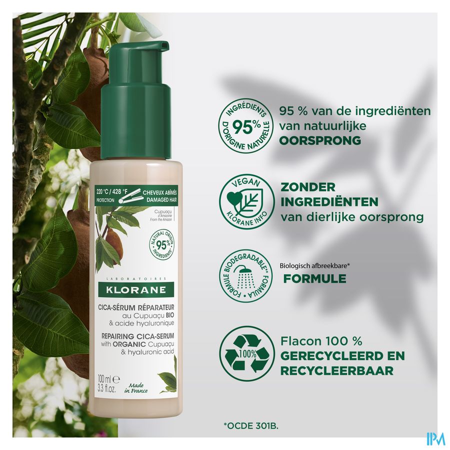 Klorane — Cica-sérum Réparateur au Cupuaçu BIO & acide hyaluronique — Cheveux très secs, abîmés