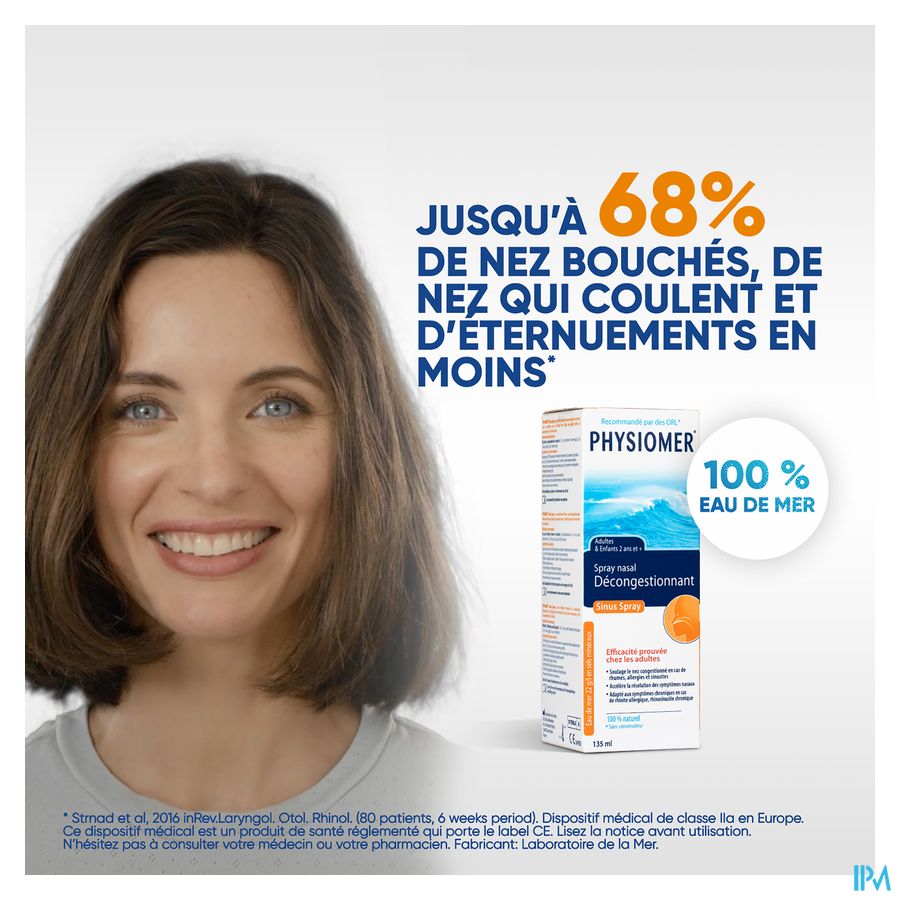 Physiomer® Sinus Spray Nasal 135ml-Nez Bouché En Cas D'Allergie,Sinusite,Rhinite