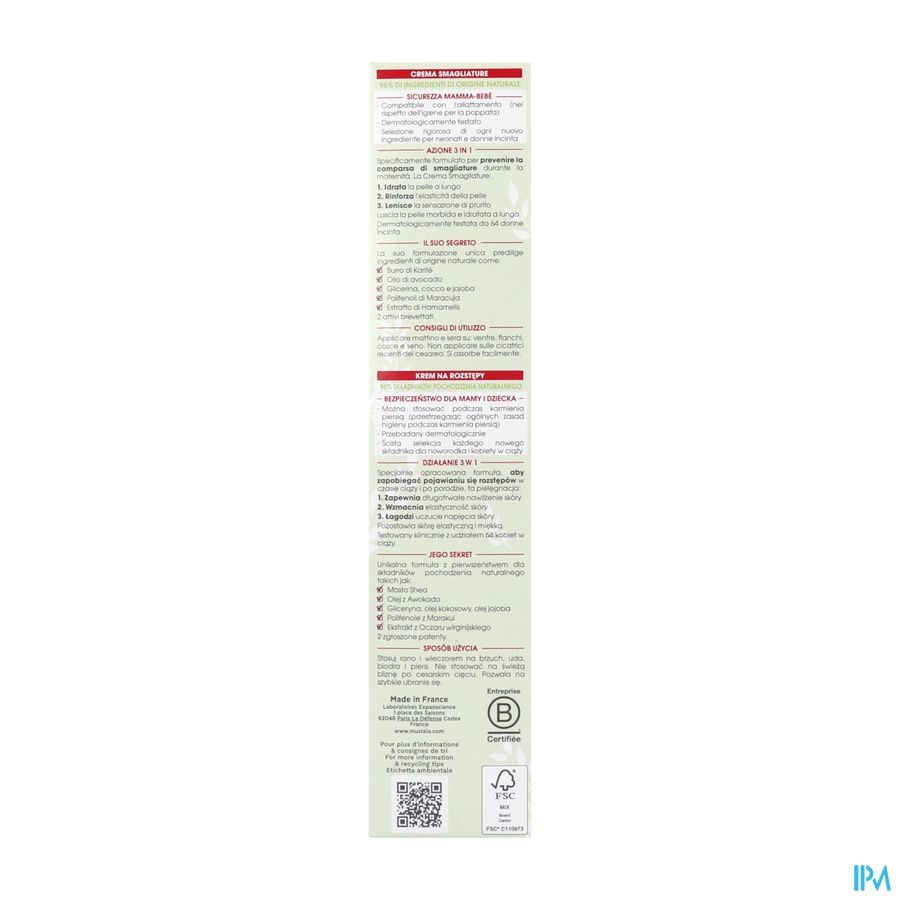 Mustela maternité crème vergetures avec parfum 150 ml