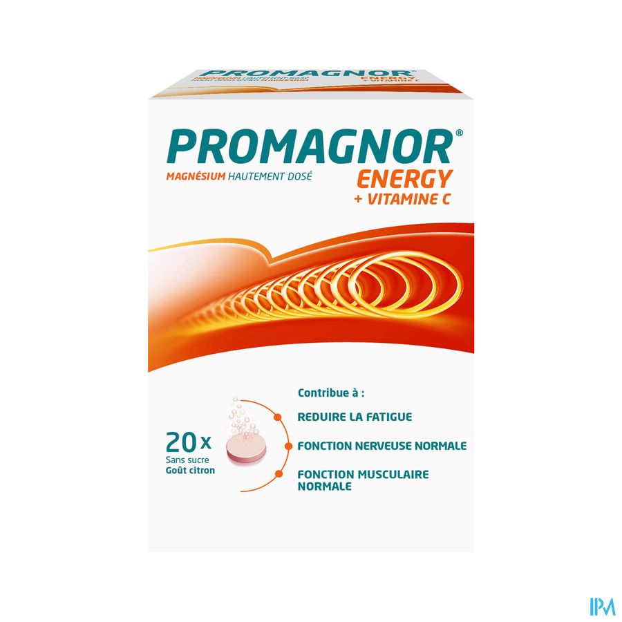 Promagnor Magnésium 400mg + 180mg Vitamine C  (20 Comprimés Effervescents)