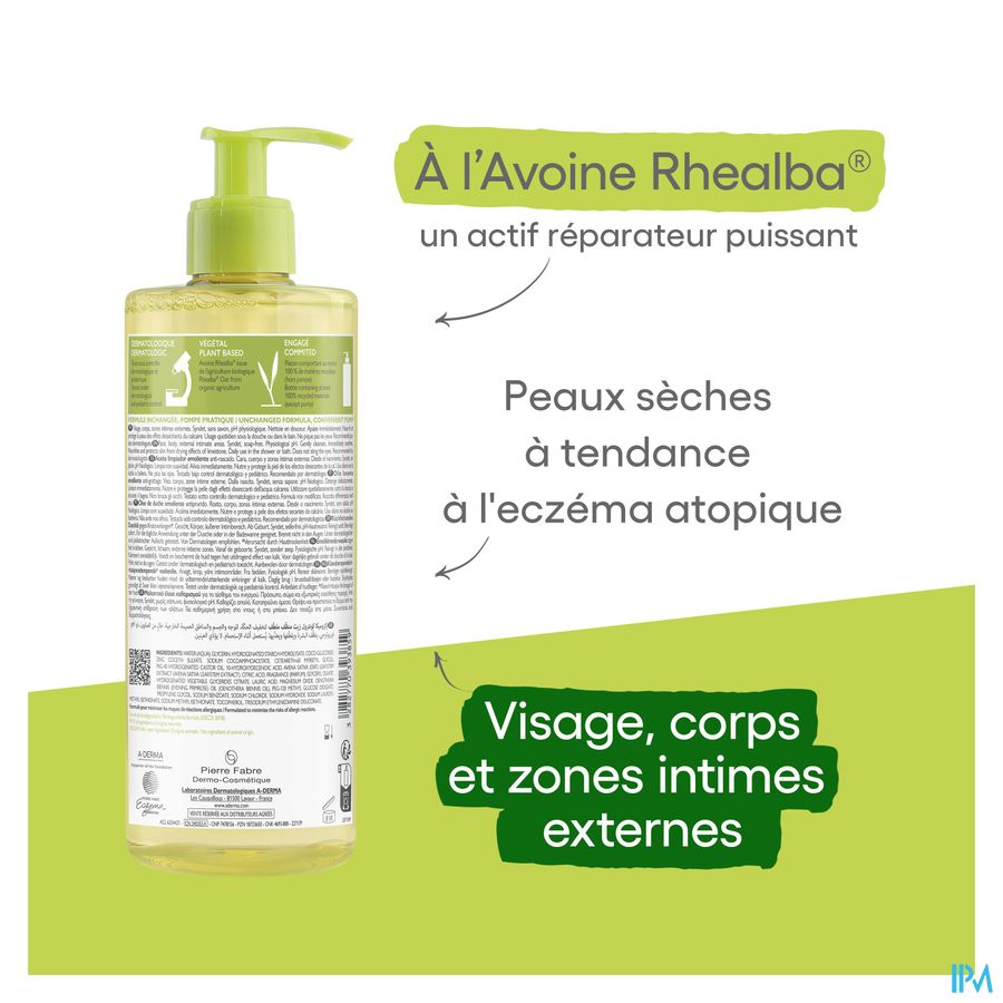 A-DERMA EXOMEGA CONTROL Huile lavante émolliente anti-démangeaisons - Peaux fragiles sèches à tendance atopique