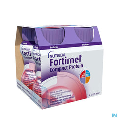 Fortimel Compact Protein Goût Fruits Rouges Sensation Fraicheur Bouteilles 4x125 ml