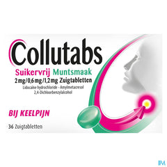 Collutabs Pastilles Sans Sucre Menthe 36 comprimés - contre les maux de gorge