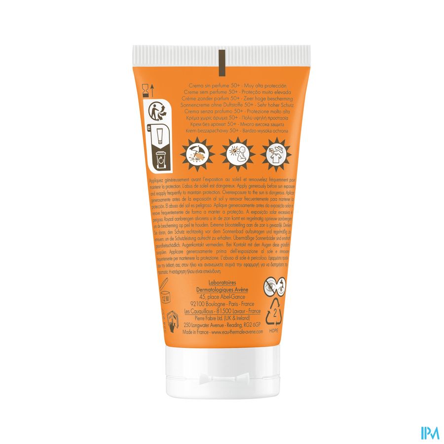 Avène Solaire Crème sans parfum SPF50+ Très Haute protection visage 50ml