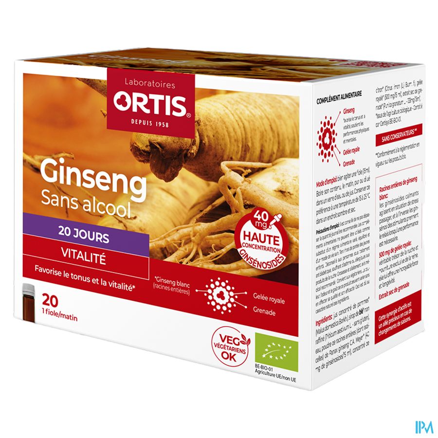 Ortis Ginseng Bio S/alcool 20x15ml