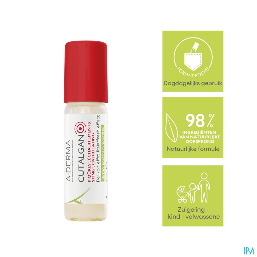 A-DERMA  CUTALGAN Roll-on effet frais ultra-calmant - Peau irritée,  piqûres d'insectes,  démangeaisons,  échauffements et irritations