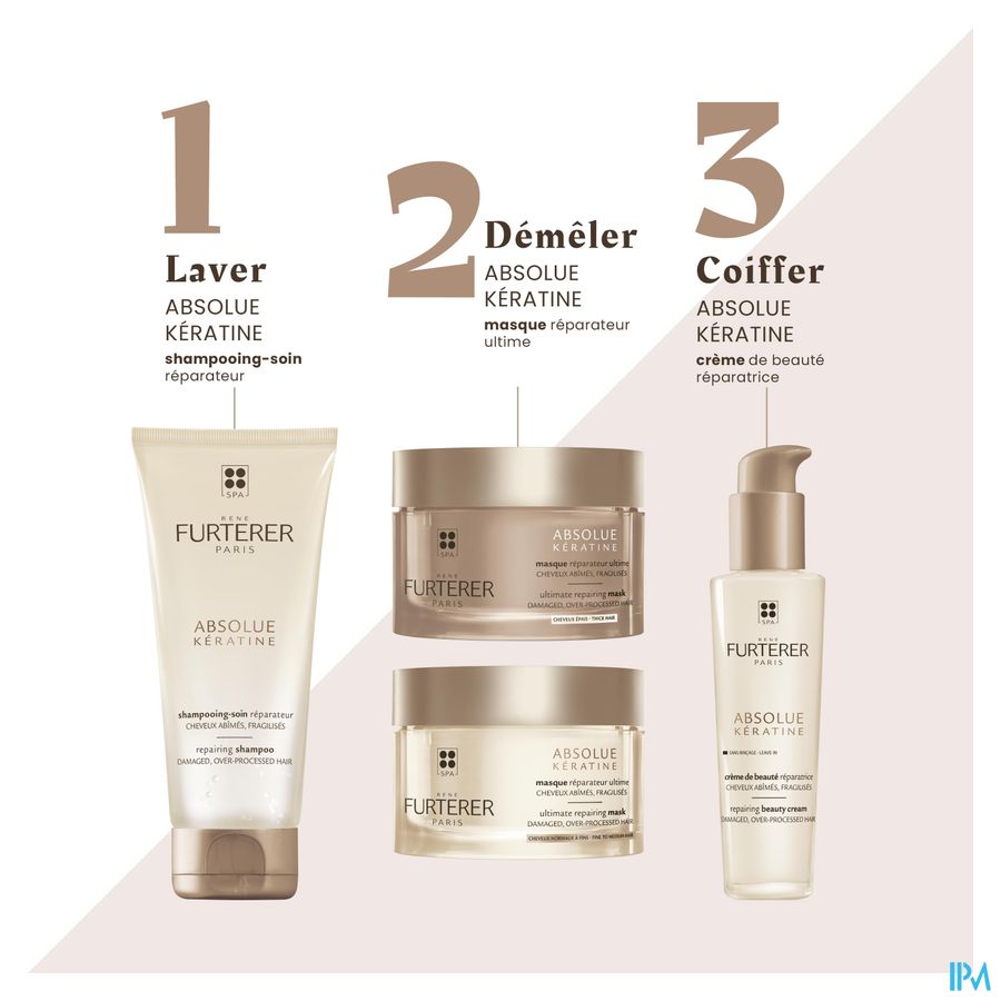 René Furterer - Shampooing-soin réparateur - Shampoing sans sulfates à la Kératine Végétale - ABSOLUE KERATINE