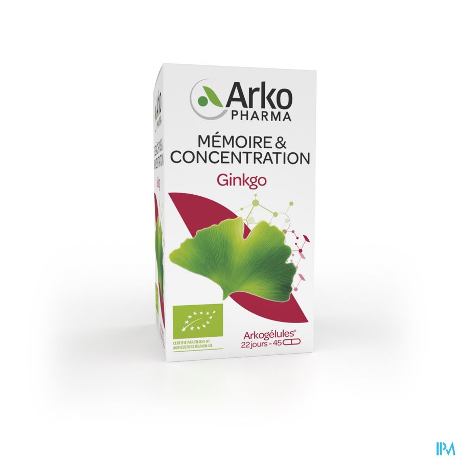 Arkopharma Arkogélules Ginkgo Mémoire Et Concentration Bio 45 Gélules