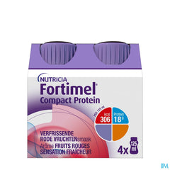 Fortimel Compact Protein Goût Fruits Rouges Sensation Fraicheur Bouteilles 4x125 ml