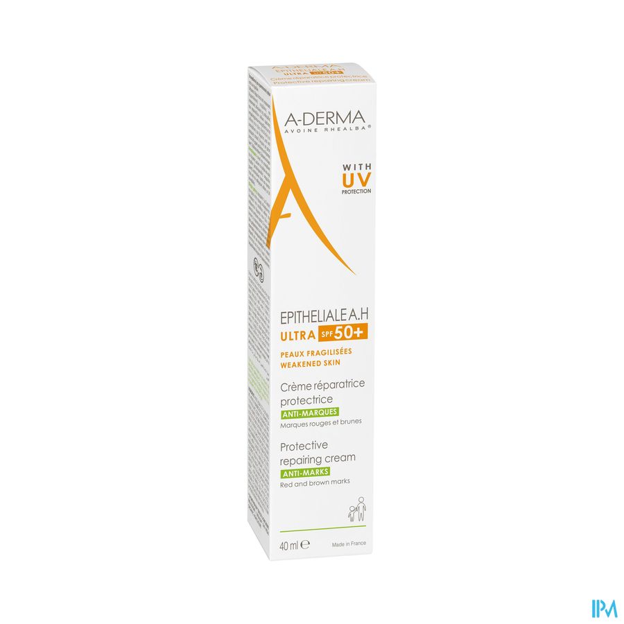 A-DERMA - EPITHELIALE A.H ULTRA SPF50+ CREME REPARATRICE ET PROTECTRICE ANTI-MARQUES - Peaux fragilisées, anti-marques cicatricielles et pigmentaires, post-acte dermatologique ou esthétique superficiel 100ml