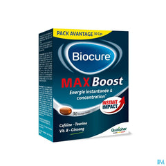 Biocure MAX Energie instantanée, concentration, vitamine - 30 comprimés