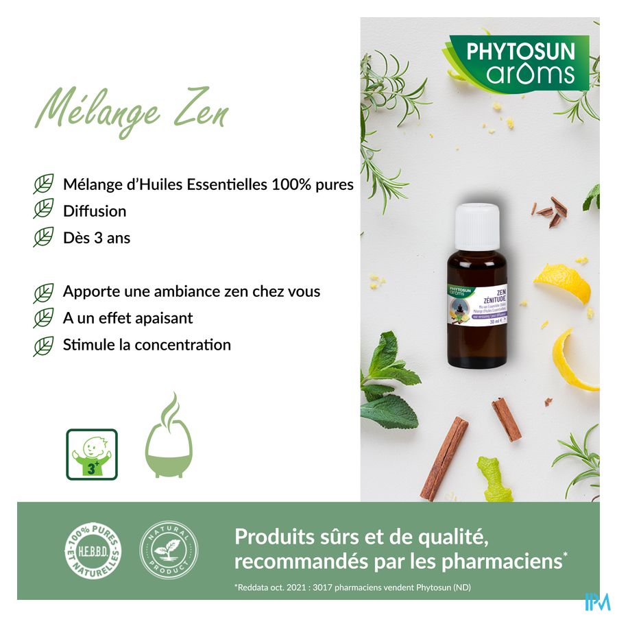 Phytosun® Mélange D’Huiles Essentielles – Zenitude – 30 ml – Relaxation & Détente