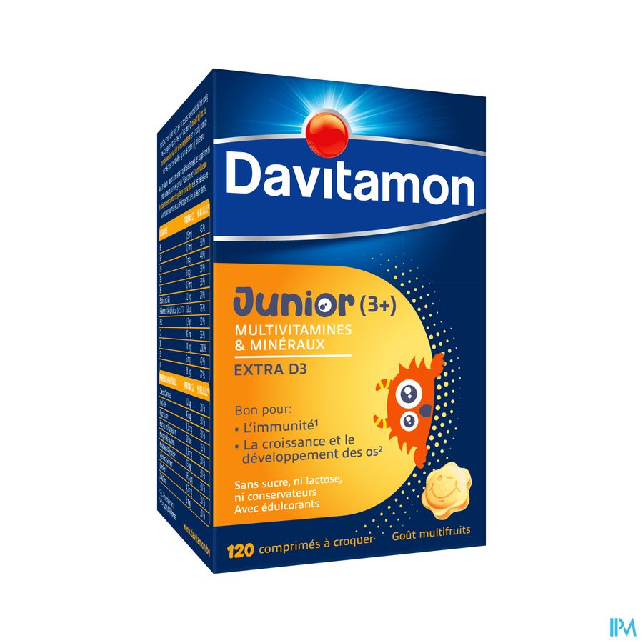 Davitamon® Junior Goût Multifruits - 120 Comprimés À Croquer À Partir De 3 Ans