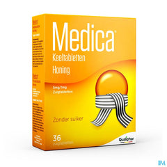 Medica comprimés pour la gorge sans sucre Miel 36 pcs - mal de gorge