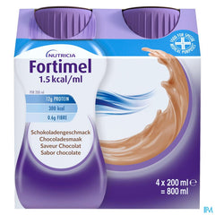 Fortimel 1.5kcal Arôme Chocolat Complément Nutritionnel Dénutrition Bouteilles 4x200ml